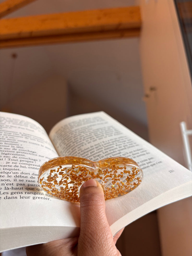 Bague de Lecture en Résine – Doré & Éclats de Pierre - 4 Formes