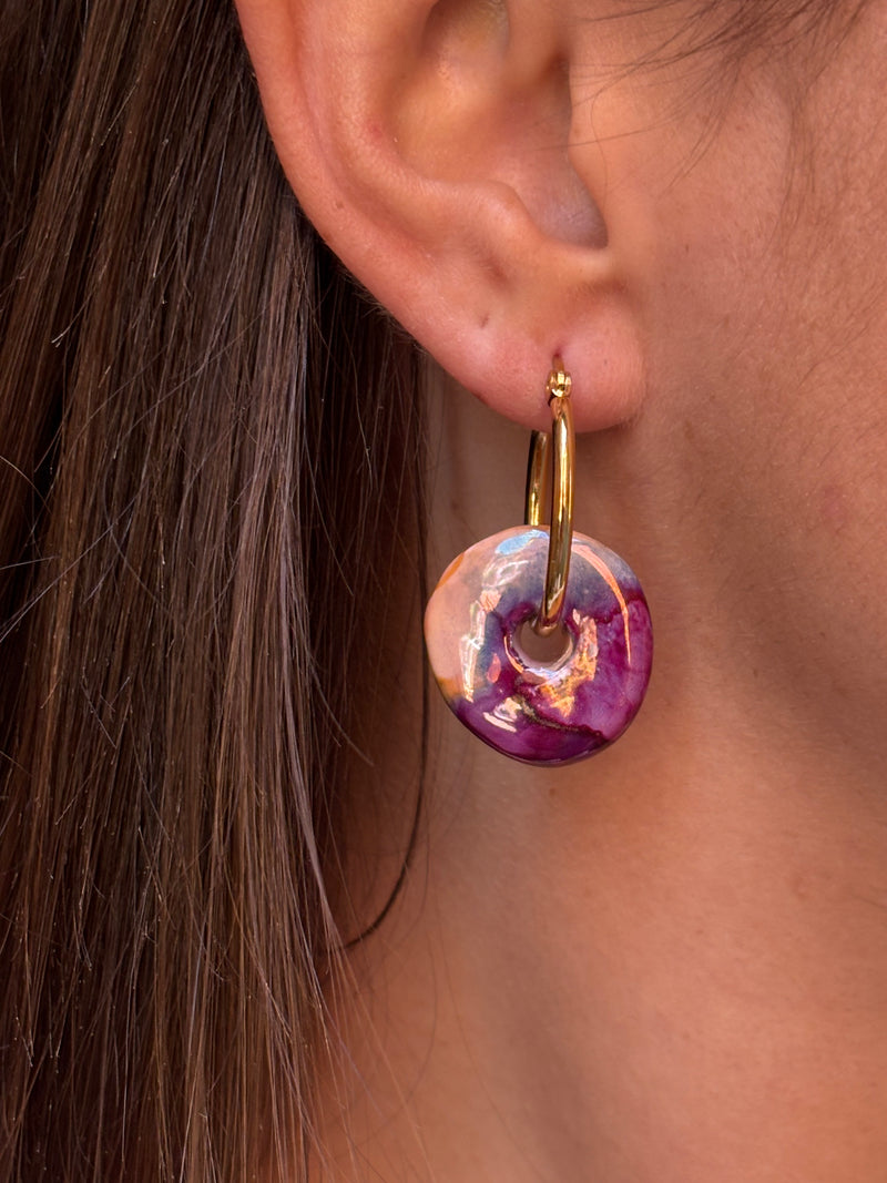 Boucles d’oreilles Ronde en Céramique - 4 coloris