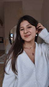 Boucles d’oreilles cœur blanc nacré