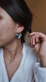 Boucles d’oreilles cœur bleu marbré