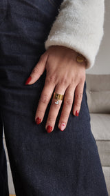 Bague ajustable cœur émailé – acier inoxydable