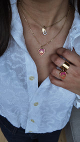 Collier cœur œil doré rose – acier inoxydable