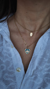 Collier cœur œil doré vert – acier inoxydable