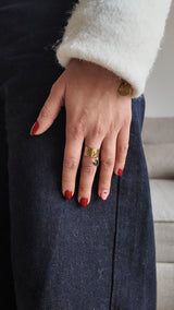 Bague ajustable cœur émailé – acier inoxydable