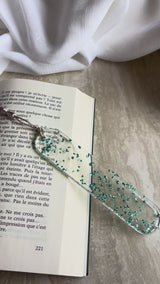 Marque page en Résine – Bleu turquoise & Éclats de Pierre