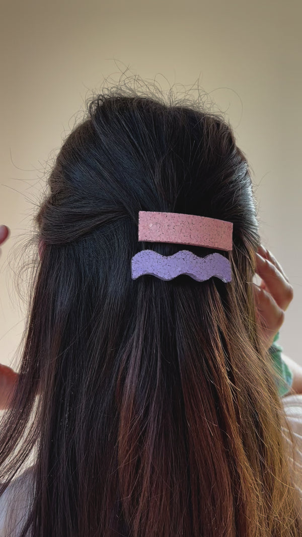 Duo de Barrettes à la Française – Rose Pâle & Lila