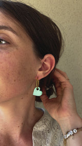 Boucles d'oreilles Cœur en Résine – Paillettes turquoise
