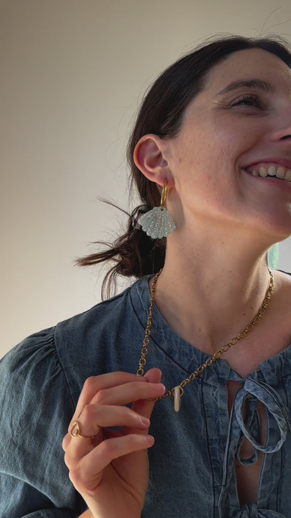Boucles d’oreilles Coquillage – Bleu glacé
