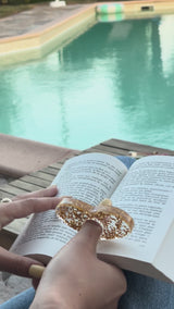 Bague de Lecture en Résine – Doré & Éclats de Pierre - 4 Formes