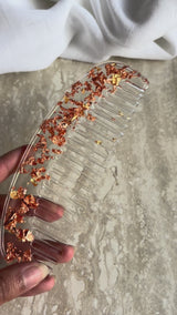 Peigne en Résine – Feuille d’or & rouille