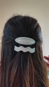 Duo de Barrettes à la Française – Bleu glacé