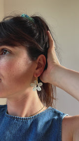 Grandes Boucles d’oreilles Fleur Organique en Résine –  Bleu glacé